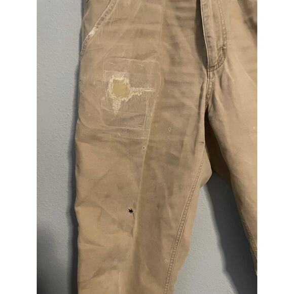 Carhartt Pants Mens 33x34 Tan Rugged Flex Relaxed Fit Canvas Work Pant Carpenter - Picture 2 of 14